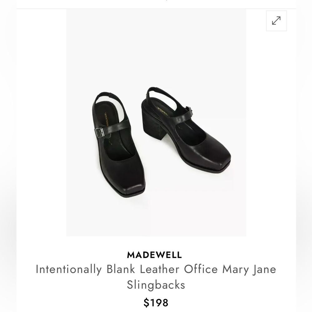 Intentionally Blank  Black Leather Office Mary Jane Slingback Heels
